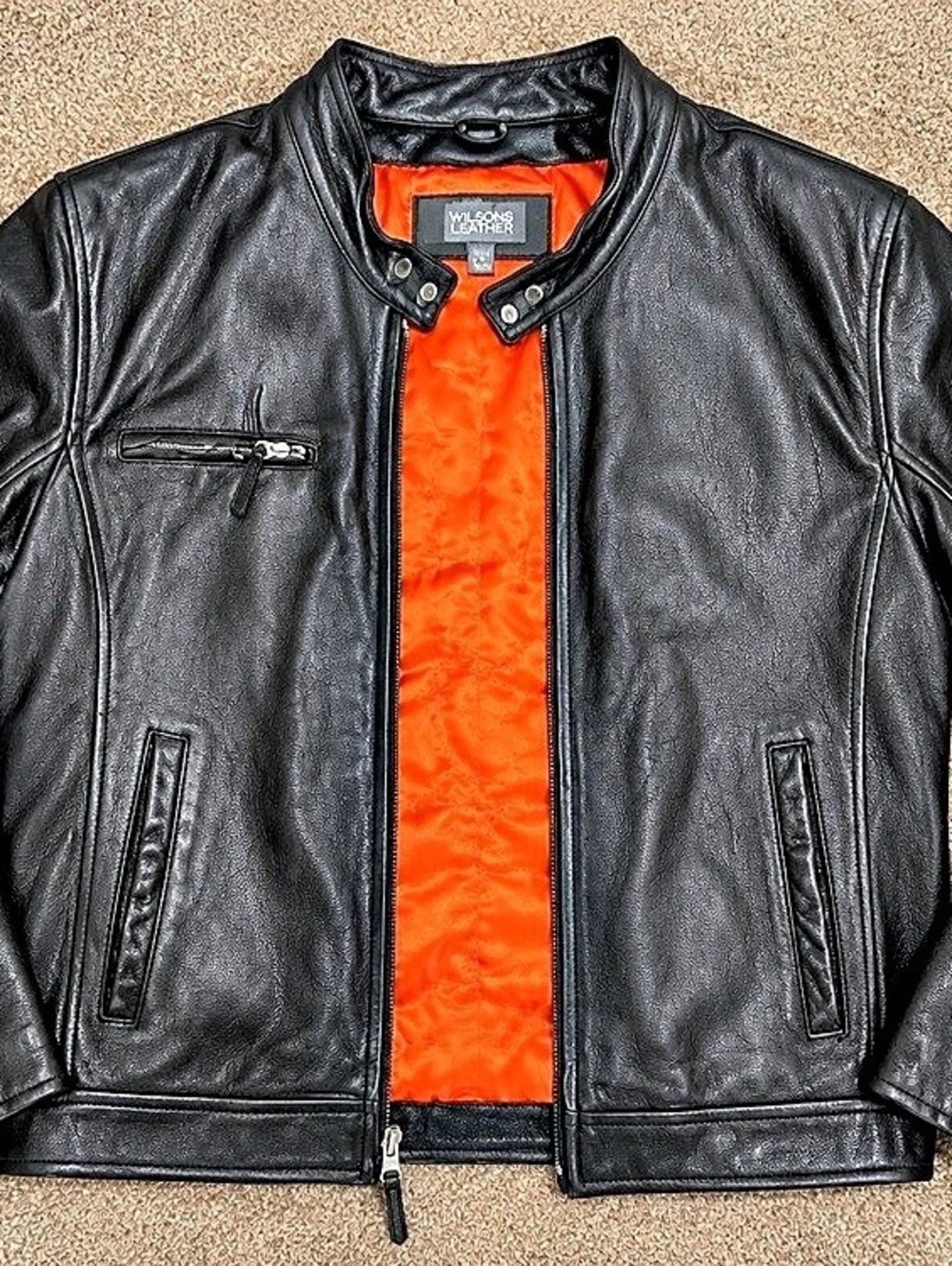 Women Wilson Leather Moto Jacket Black XL Like New